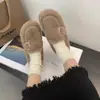 Zapatos de algodón sin cordones para mujer, forrados de felpa peluda, colección invierno 2026, zapatos tipo pantufla de peluche, cálidos y cómodos para días de pereza