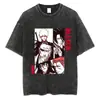 Camiseta Bleach Lavada Anime Harajuku Streetwear Gráfica Vintage