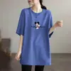 Camiseta de Manga Corta de Longitud Media Talla Grande para Mujer, Nuevo Estilo de Comercio Exterior Verano 2026, Corte Holgado, Adelgazante, Cubre las Caderas Top