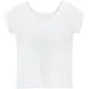 Top de Danza de Manga Larga para Mujer Adulta Ropa de Práctica de Ballet Blanco Maillot de Gimnasia Ajustado de Cuello Redondo Ropa de Práctica