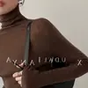 Suéter Estilo Maillard Cuello Alto Apilado para Mujer Manga Larga Otoño e Invierno Interior Ajustado Adelgazante Suéter Base Suave Cera Superior