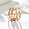 Anillo abierto multicapa de estilo coreano de versión ancha, moda personalizada de tres capas, doble capa, una capa, para dedo índice y meñique, para amantes, rojo en línea, mismo estilo