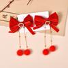 Accesorios para el cabello de Año Nuevo horquilla de saludo festivo de Año Nuevo tocado corona de princesa clip superior niños gran lazo rojo horquilla bebé