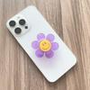 Suporte de Mesa Estéreo para Celular Flor Sorridente Sol Suporte Airbag Fivela Telescópica Suporte de Celular Flor Colorida de Bolinhas