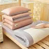 Conjunto de seis peças de roupa de cama de algodão para dormitório universitário, lençóis de algodão puro, colcha, capa de edredom de algodão, lençol com elástico, conjunto de três peças de roupa de cama