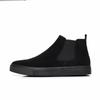 Botas Martin Tamanho Grande Masculinas Couro Genuíno Casuais Modernas Cano Alto Botas Smoke Botas Chelsea Forradas com Lã Outono e Inverno Botas de Couro Masculinas