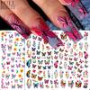 Nuevas pegatinas para uñas transfronterizas con diseño de flores de primavera, mariposas y conejos.