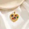 Acessórios para joias diy venda quente transfronteiriça colar com pingente de coração colorido microincrustado de zircônia acessórios com senso de design de nicho mulheres