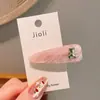 Pinza para el pelo de oso dulce estilo coreano, en colores contrastantes rosa y blanco, con decoración metálica, pinza lateral linda y con ambiente para mujer