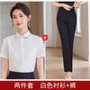 Camisa feminina manga curta temperamento aeromoça terno profissional recepção salão de beleza colarinho branco propriedade atendimento ao cliente roupas de trabalho