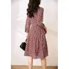 Vestido de seda pesada com estampa floral estilo francês, roupa feminina elegante, novo vestido de seda de amoreira de comprimento médio para o verão de 2026