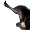 Medias Sexy con Encaje de Pavo Real, Medias Negras Sexy Ultra Delgadas Hasta la Rodilla para Mujeres, Talla Grande, Se Pueden Insertar y Usar por Fuera