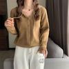 Camisola de cor sólida com capuz e trespassado Top Primavera e Outono Suave Camisola de manga comprida para mulheres