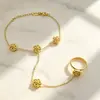 Pulsera de Acero para Dedo con Diseño Floral de Mariposa y Corazón, Pulsera de Acero Simple de Moda, Diseño de Nicho de Lujo Ligero, Transfronteriza de Amazon