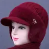 Nuevos Sombreros de Invierno para Mujeres de Mediana Edad y Mayores, Sombrero de Lana Cálido con Felpa para Abuela Señora Mayor, Sombrero de Punto Anti-Frío para Mamá