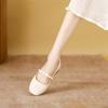 Sapatos de couro genuíno para mulheres 2023 Primavera e Outono Novos sapatos de couro respiráveis sapatos Mary Jane casuais rasos salto baixo mocassins de ervilha