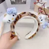 Grampo de Cabelo/Faixa de Cabelo Fofa Desenho Animado Laço Estampa de Leopardo Cabeça de Gato Versão Larga Acessórios Fofos para Cabelo de Menina Novos Outono e Inverno
