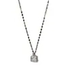 Colar com pingente de frasco de perfume branco feminino verão francês super brilho pingente de diamante quadrado corrente clavícula 2024 novo luxo leve sensação de alta qualidade