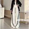 Pantalones Deportivos de Tres Rayas Casuales de Corte Recto, Estilo Americano de Calle, Tendencia de Calle Europea y Americana, Frescos y Adelgazantes, de Pierna Ancha.