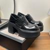 Sapatos de plataforma de salto alto ultra finos femininos de couro com velcro de sola grossa 2025 primavera novos sapatos plataforma