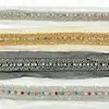 Novo tecido de malha com acabamento de contas bordadas do fabricante, acabamento de strass com contas feito à mão para roupas femininas, vestidos de noiva e vestidos formais, acessório DIY