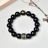 Pulsera de obsidiana dorada negra natural montaña fantasma gastar dinero pulsera de obsidiana para hombre pulsera que no se desvanece