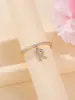 Anillo Abierto con Letra Zirconia Moda Transfronteriza para Mujer, Colgante de Zirconia Chapado en Cobre Dorado, Joyería Versátil Personalizada para Parejas