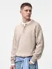 Suéter informal de punto tipo jersey retro estilo japonés para hombre Han Lu, suelto, de otoño, con cuello Henley de dos tonos