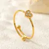 Anillo Abierto Ajustable No Descolorable Simple Electrochapado en Oro Real Tendencia de Tiktok Exquisito Anillo de Zirconia para Mujer