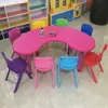 Mesa Lunar de Jardín de Infancia Mesa de Juego de Juguete de Plástico para el Hogar Infantil Mesa Curva Ajustable de Aprendizaje para Bebés y Juego de Sillas
