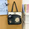 Bolso tote nuevo para estudiantes, gran capacidad, perfecto para sesiones de tutoría, diseño moderno color-blocking, patrón de dibujos animados lindo, gran capacidad, adecuado para ir al trabajo y llevar libros
