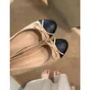 Primer Encuentro Temporada Lazo Pequeño Estilo Francés Suela Plana Tacón Oculto Slip-on Zapatos Individuales Mujer Bloqueo de Color Mary Jane Mocasines