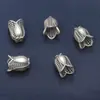 Accesorios de flor de cuerno negro tinta de plata de ley S925 material de cuentas hecho a mano vintage desgastado DIY joyería
