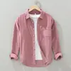Camisa de Veludo Cotele de Manga Longa Estilo Retrô Americano Masculina Primavera Outono Nova Tendência Japonesa Bolso Jaqueta Camisa Casual