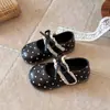 Zapatos Mary Jane de Encaje de Lunares para Bebé 2026 Nuevo Estilo Primavera y Otoño Zapatos Bajos Individuales con Lazo para Niñas Zapatos Pequeños de Cuero