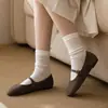 Calcetines ligeros de algodón peinado para primavera y verano con diseños calados, calcetines holgados transpirables de media pantorrilla, cómodos calcetines para mujer estilo universitario japonés
