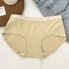 Roupa Íntima Feminina Premium de Cintura Média, Forro Antibacteriano de Seda, Cueca de Seda Respirável Sem Costura Tamanho Grande para Meninas Jovens e Estudantes