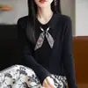 Nueva Colección Primavera y Otoño 2026: Este año, el moderno cárdigan de punto con bufanda-corbata para mujer, moda de otoño