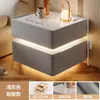 Mesita de Noche Inteligente Moderna Minimalista de Madera Maciza con Lujo Ligero Multifuncional Carga Inalámbrica Bluetooth Mesita de Noche Inteligente