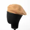 Beret de lã com borda novo para outono e inverno, forro, boné ajustável retrô, beret quente profissional