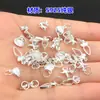 Prata Esterlina S925 Prata Lisa Concha Estrela Pequeno Pingente Pingente Pulseira de Cristal Pulseira Trançada Colar Acessórios DIY