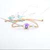 Novo Estilo Pulseira de Flores Secas Naturais Borboleta e Narciso Flor de Cerejeira Pulseira Pedra do Tempo Tecida à Mão Presente para Namorada