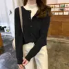 Nuevo cárdigan de punto simple estilo coreano para otoño, de un solo botón, pequeño, elegante, versátil, suéter abrigo estilo universitario para mujer