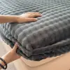 Novo Conjunto de Três Peças com Saia de Cama e Fronhas de Lã de Leite para Aquecimento de Inverno Cor Sólida Simples Uso Doméstico Protetor de Colchão Totalmente Fechado