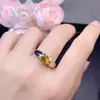 Anillo de Citrino Amarillo Natural con una Piedra Suelta Completamente Limpia en la Cara del Anillo, Tamaño 6*8mm, Hecho de Plata de Ley 925 Chapada en Oro de 18K