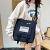 Mochila Escolar Sencilla Bolso de Lona Estilo Ropa de Trabajo para Mujer Bolso Cruzado Deportivo Gran Capacidad Bolso de Hombro para Niños Estudiante Mensajero de Clase