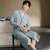 Roupão masculino de alta qualidade, casaco estilo roupão masculino, quimono de outono e inverno, manga longa de algodão puro, pode ser usado como roupa externa, roupa de casa