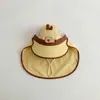 Sombrero de Protección Solar para Niños Qiunan Verano Nuevo Dibujos Animados Protección del Cuello Ala Ancha Sombrero Chal de Playa Sombrero de Bebé Sombrero para el Sol