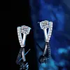Pendientes de Plata de Ley S925 con Moissanita Color D Geométricos Franceses Simples en Forma de V Diseño de Nicho Pendientes de Alta Gama para Mujer
