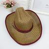 Sombrero de Jazz Nuevo Transfronterizo Sombrero de Paja de Moda de Ala Enrollada Sombrero de Vaquero Sombrero con Cinta de Color Puro Sombrero para Hombre y Mujer